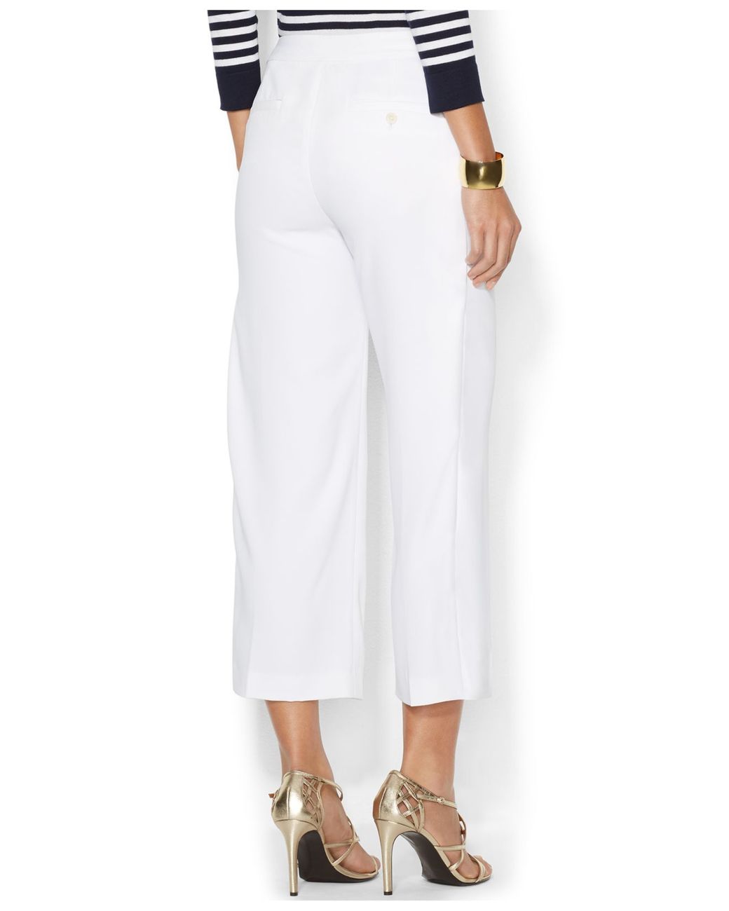 Lauren by Ralph Lauren Cropped Wide-Leg Pants in White | Lyst