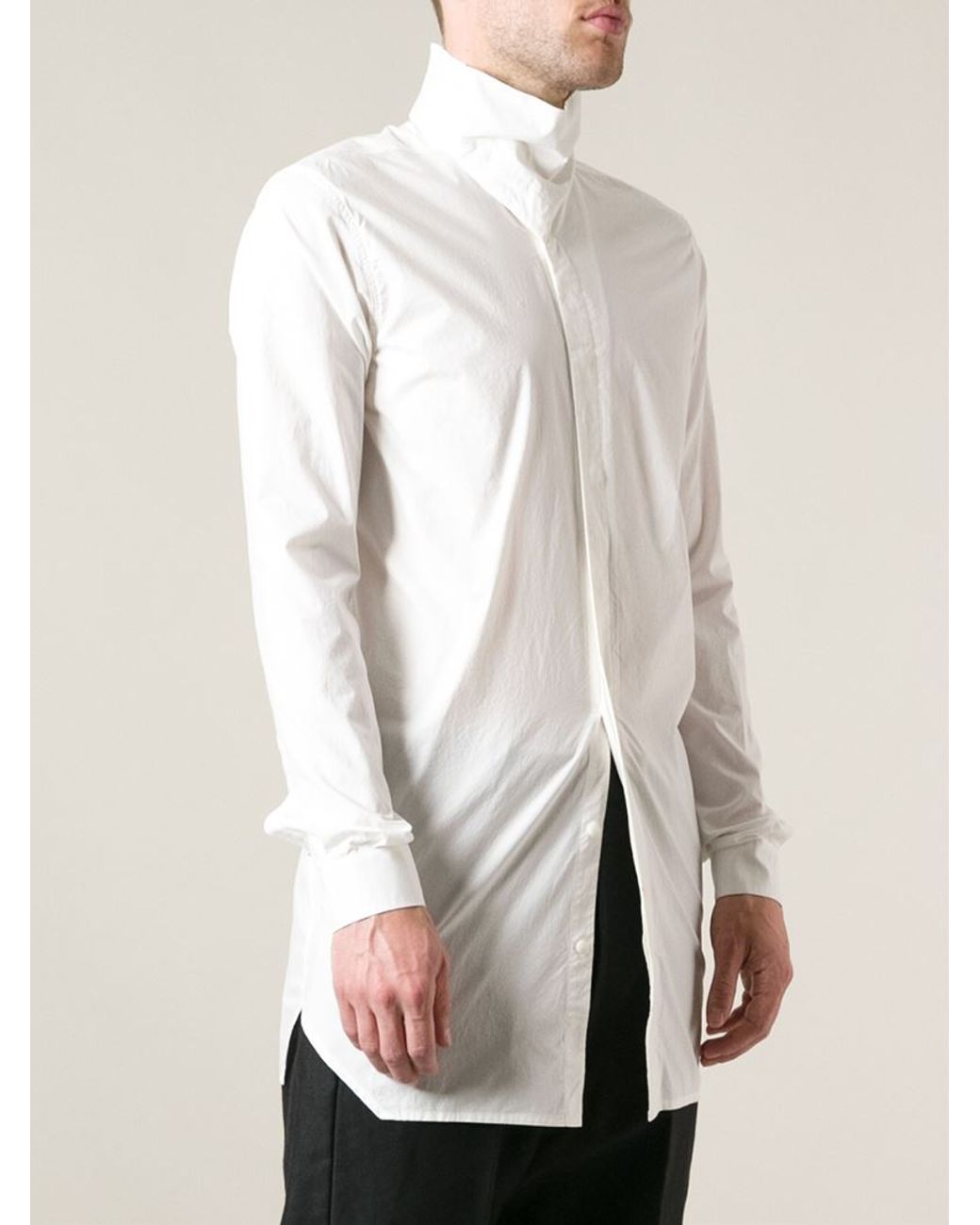 Rick Owens High Collar Shirt in White for Men | Lyst