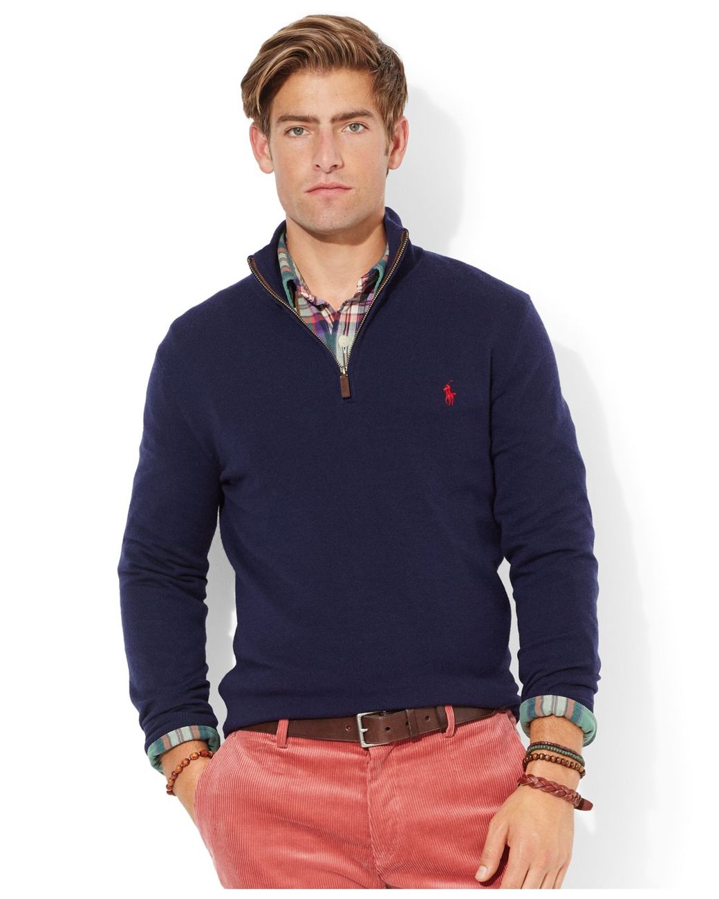 Polo Ralph Lauren Merino Wool Half-Zip Sweater in Blue for Men | Lyst