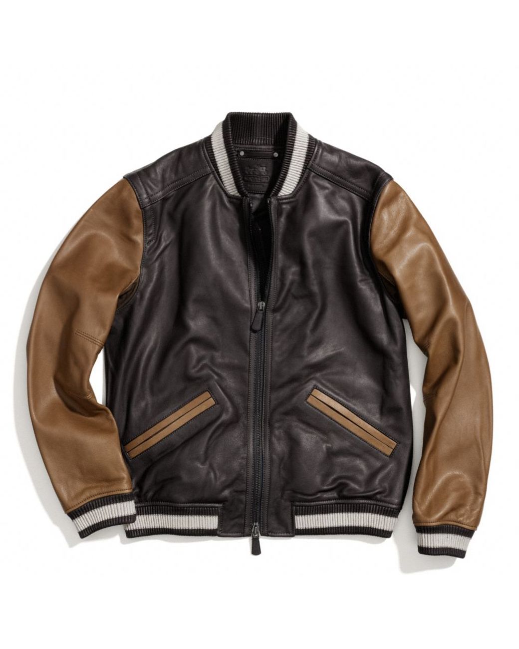 COACH Leather Baseball Jacket in Brown for Men | Lyst