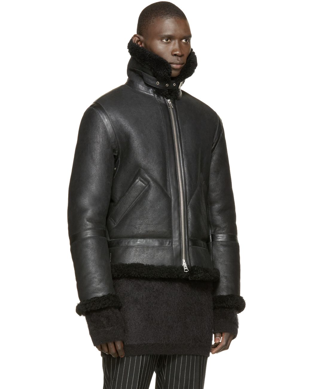 Acne Studios Black Shearling Ian Jacket for Men | Lyst