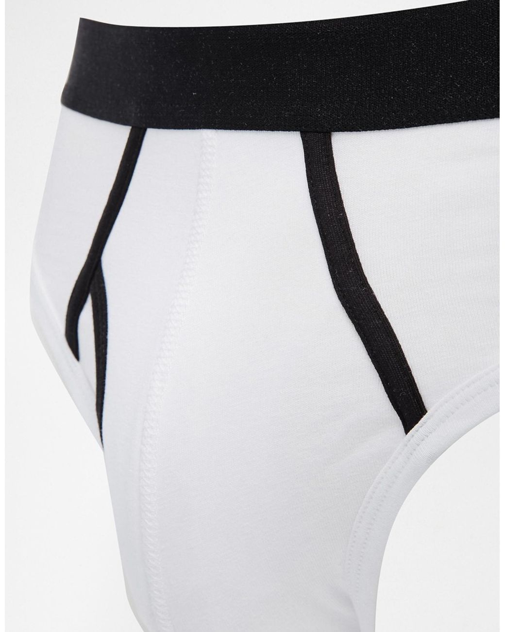 ASOS Briefs In White With Contrast Binding in Black for Men Lyst