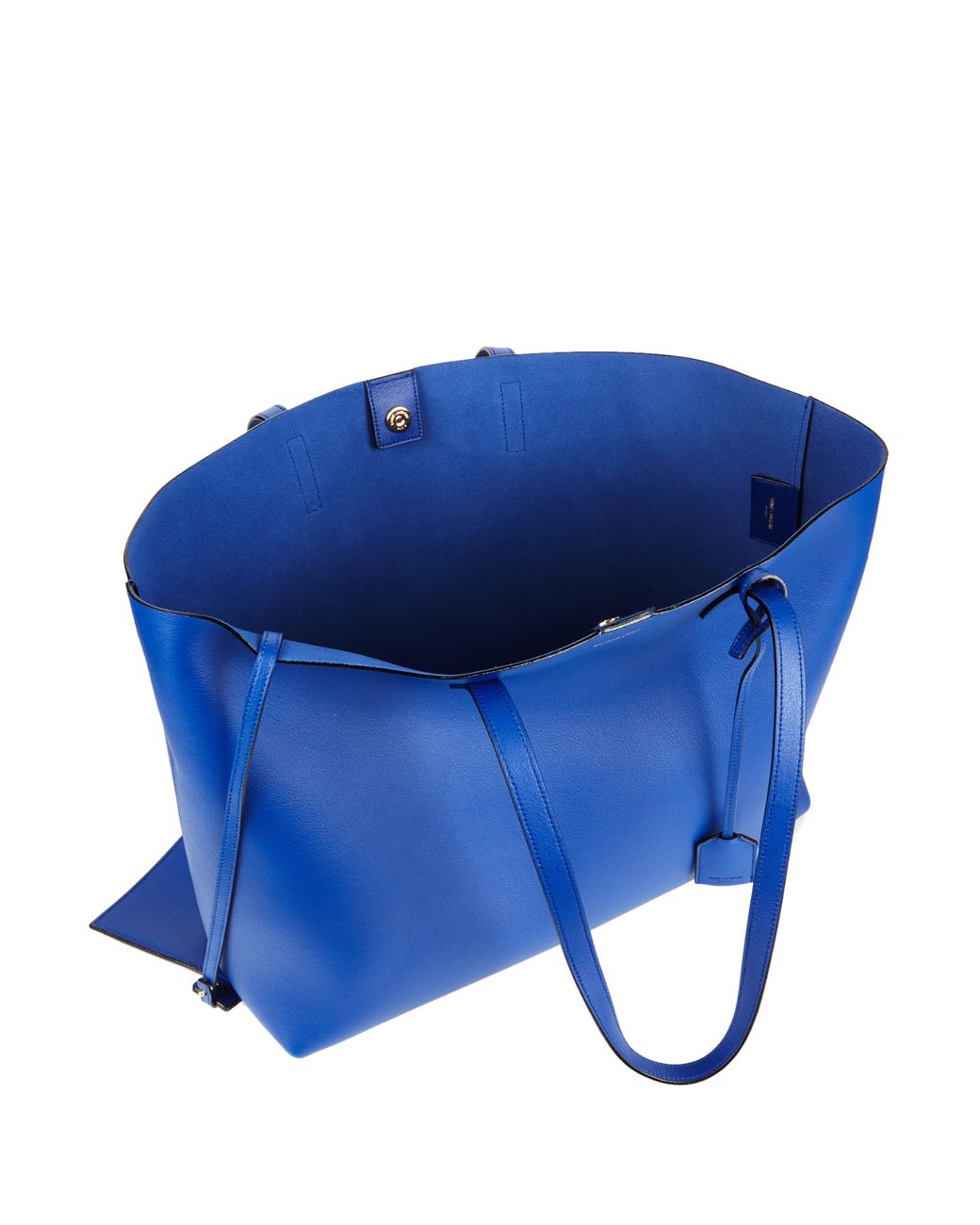YSL Blue Metallic Leather Bucket Bag