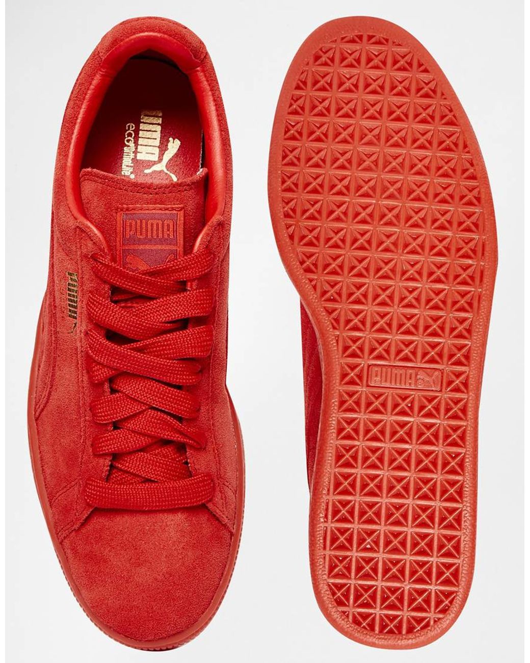 PUMA Suede Mono Trainers in Red for Men | Lyst