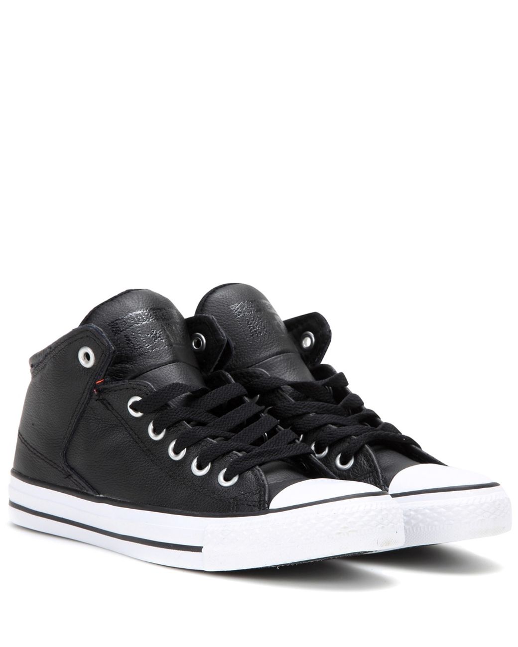 Converse Chuck Taylor All Star High Street Leather Sneakers in Black | Lyst