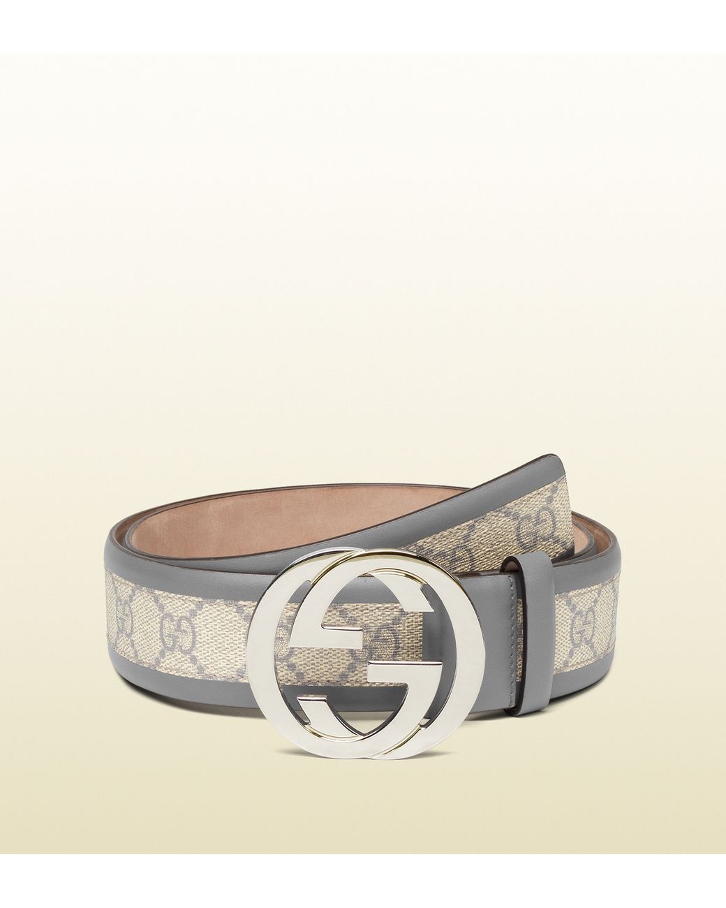 Gucci Belt With Interlocking G Buckle in Gray for Men | Lyst