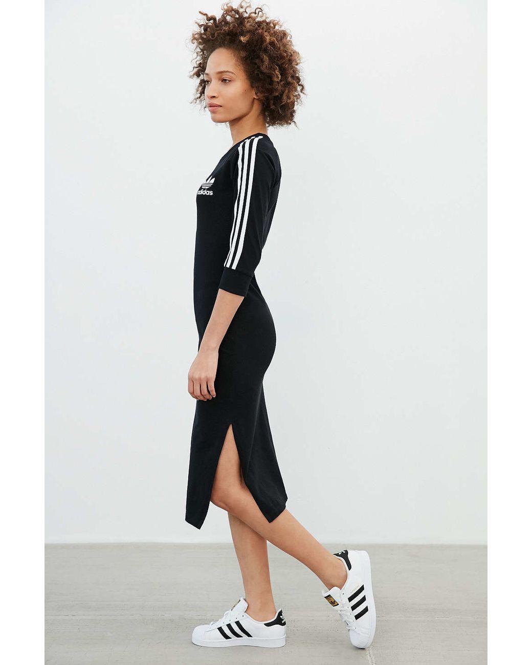 adidas Originals Midi Dress in Black | Lyst