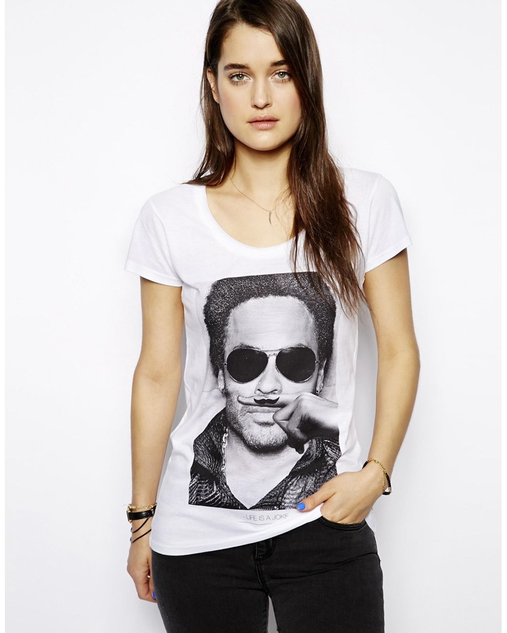 ELEVEN PARIS Lenny Kravitz Moustache Tshirt in White | Lyst Canada