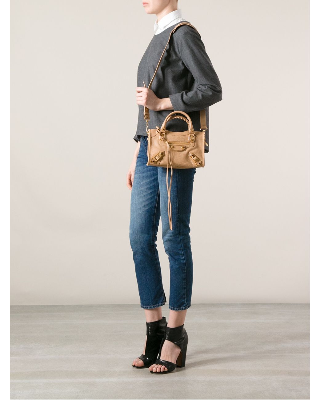 Balenciaga Classic Mini City Shoulder Bag in Natural | Lyst