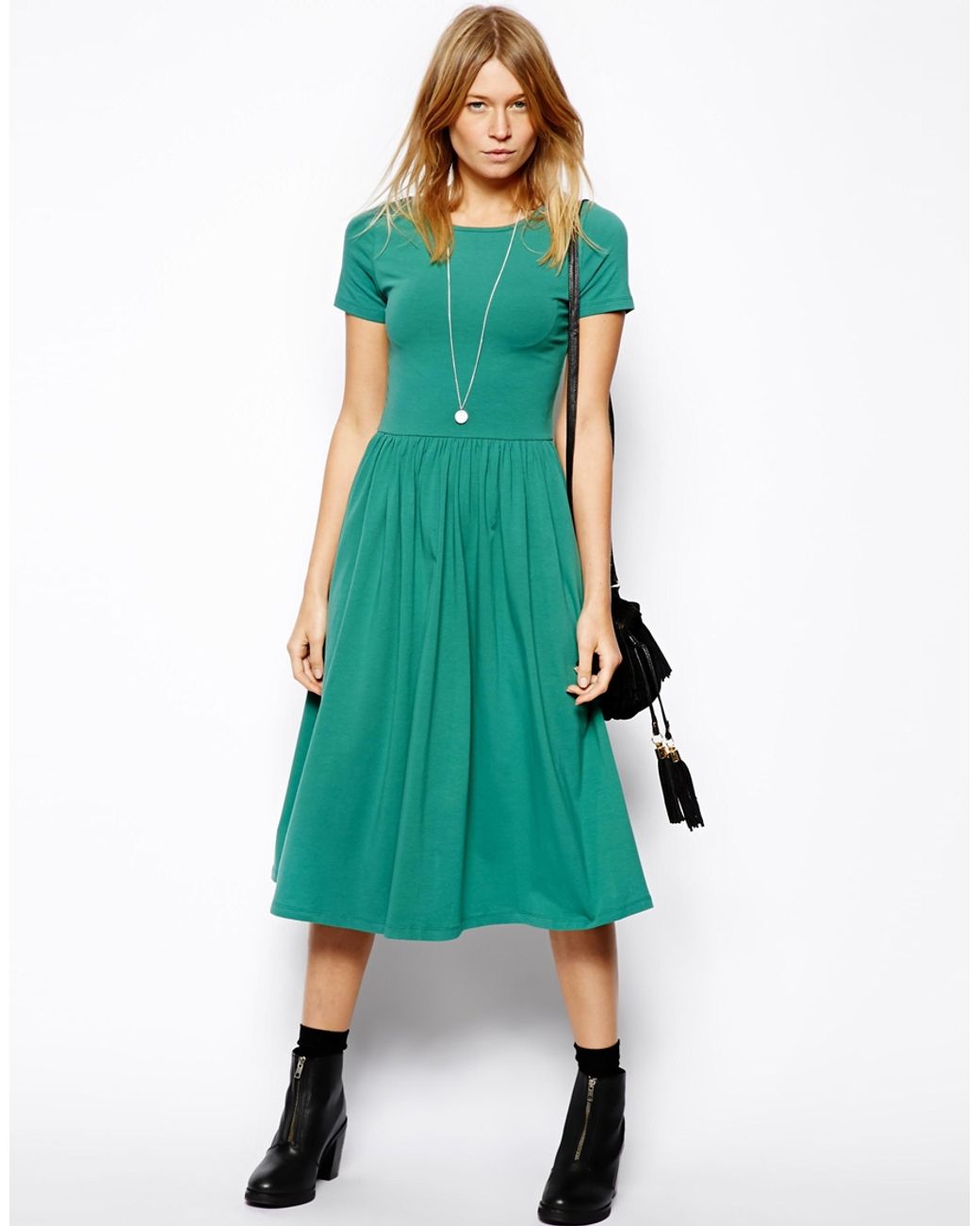 asos green skater dress