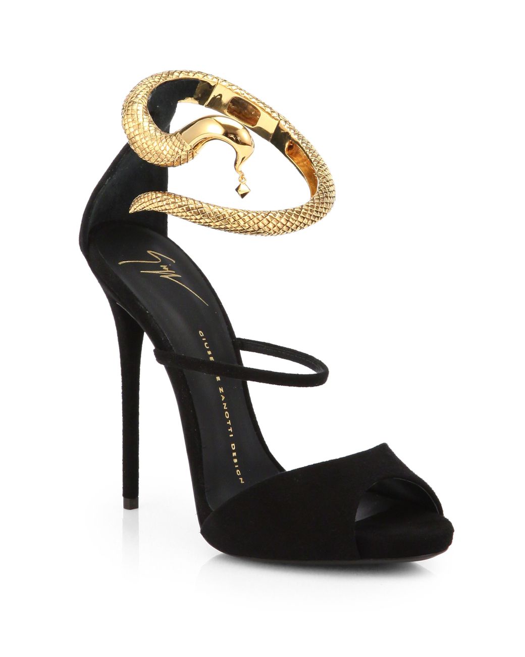 Giuseppe Zanotti Suede Snake-strap Sandals in Black | Lyst