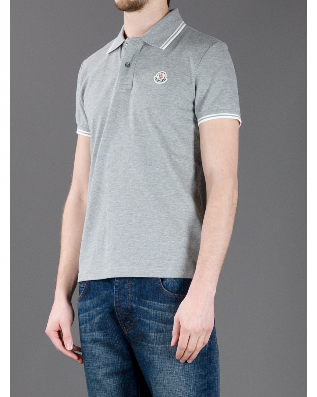 Moncler Polo Shirt in Gray for Men | Lyst