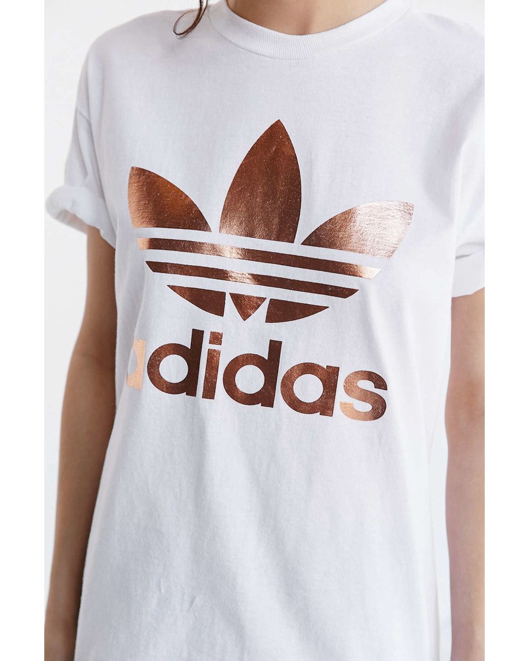 adidas Originals Originals Metallic Logo T-Shirt in White | Lyst