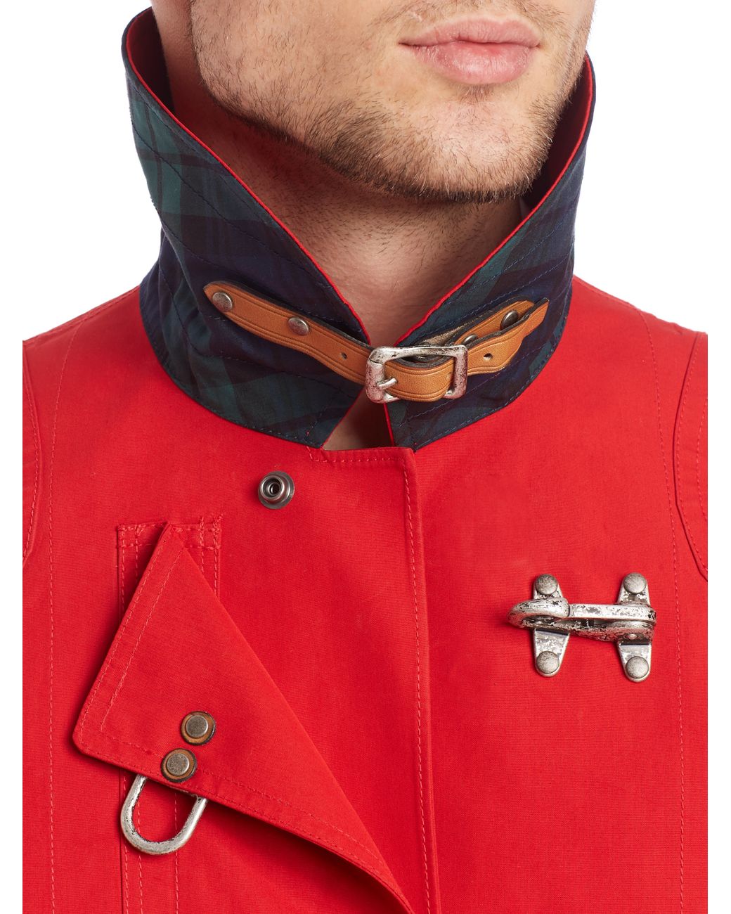 Polo Ralph Lauren Leather Fireman Coat in Red for Men | Lyst