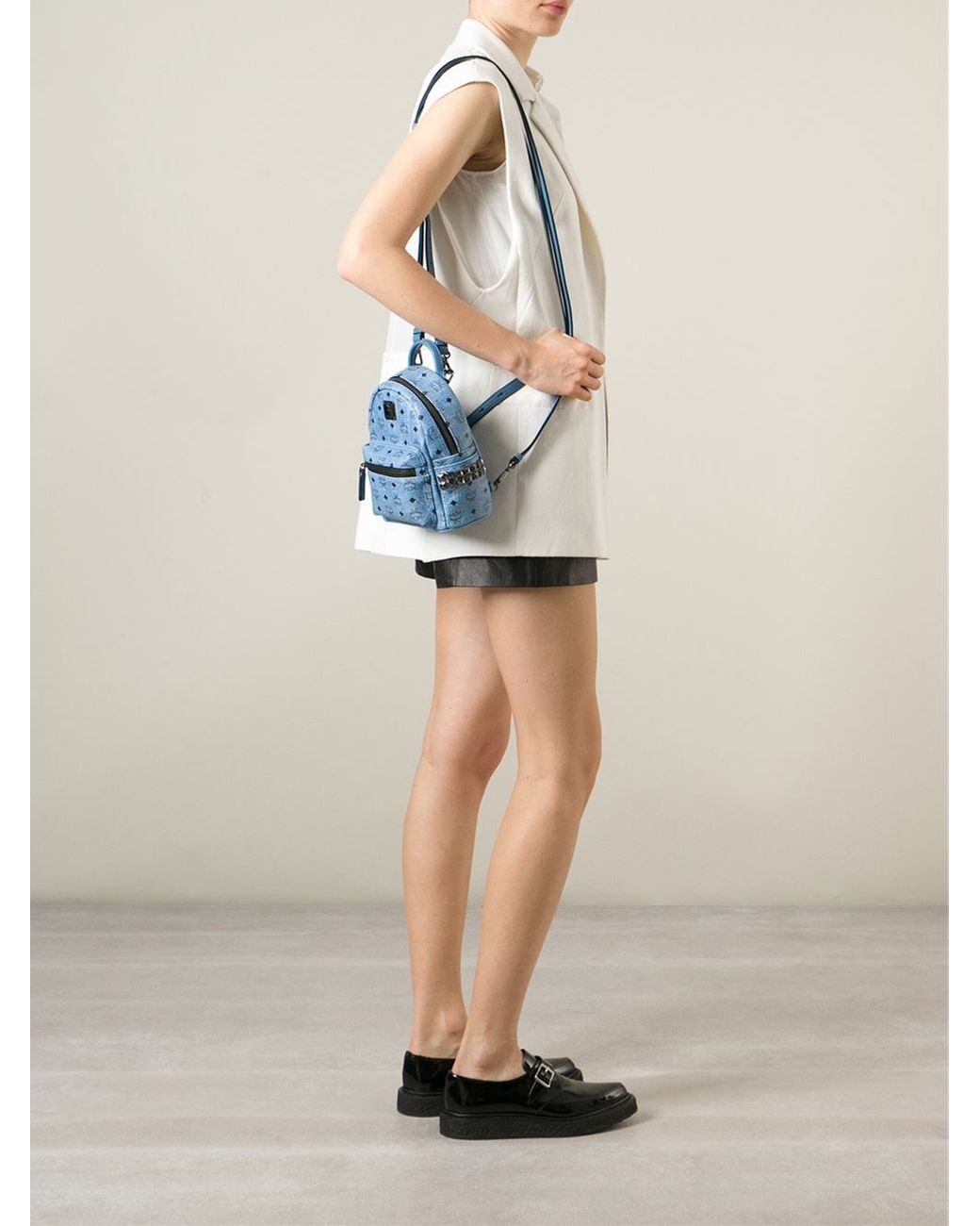 MCM Mini Bebe Boo Backpack in Blue Lyst UK