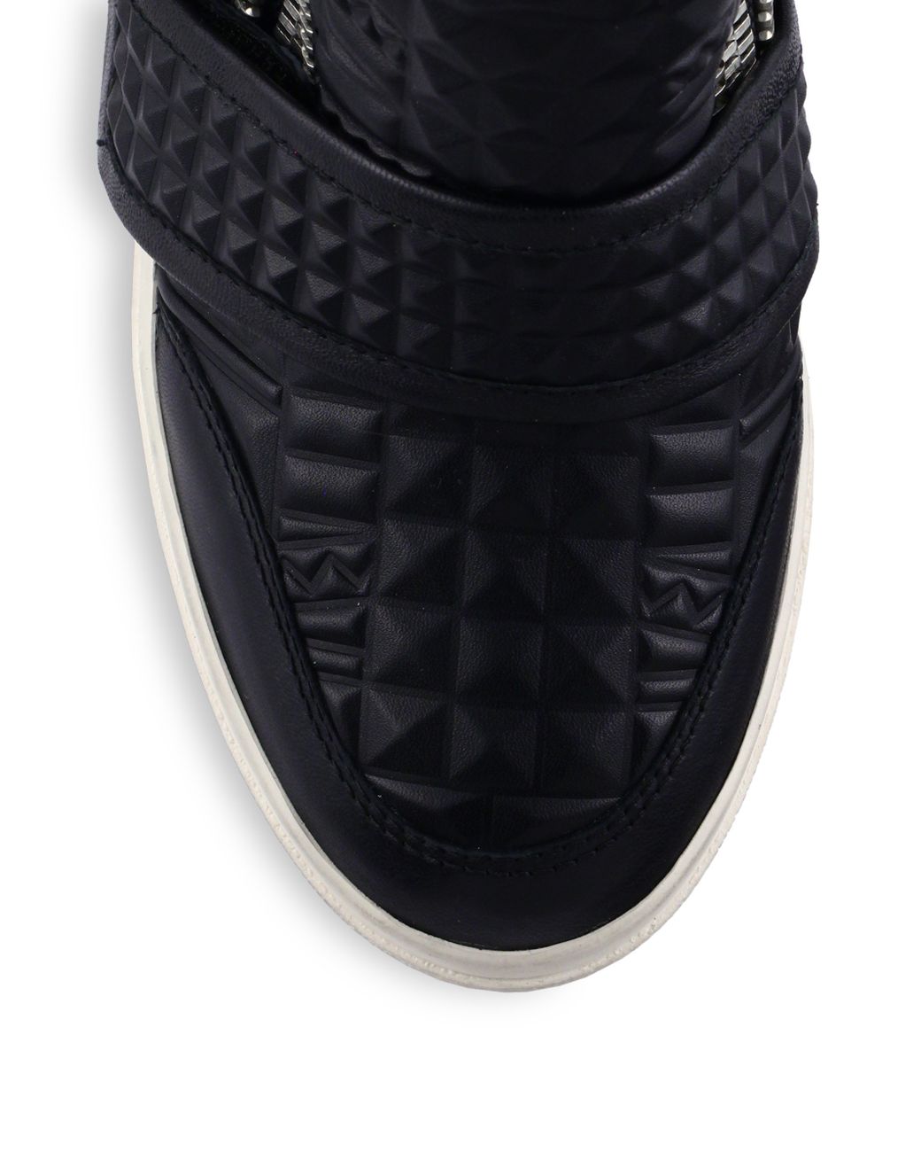 Ash Action Embossed Leather Wedge Sneakers in Black | Lyst