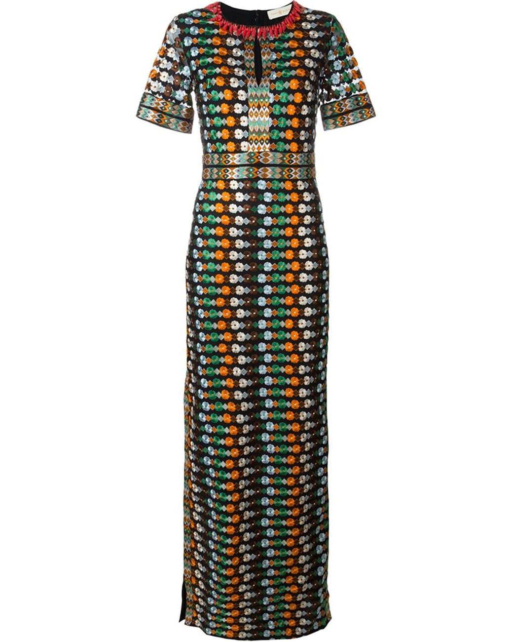 Tory Burch Round Neck Floral Mesh Gown Lyst