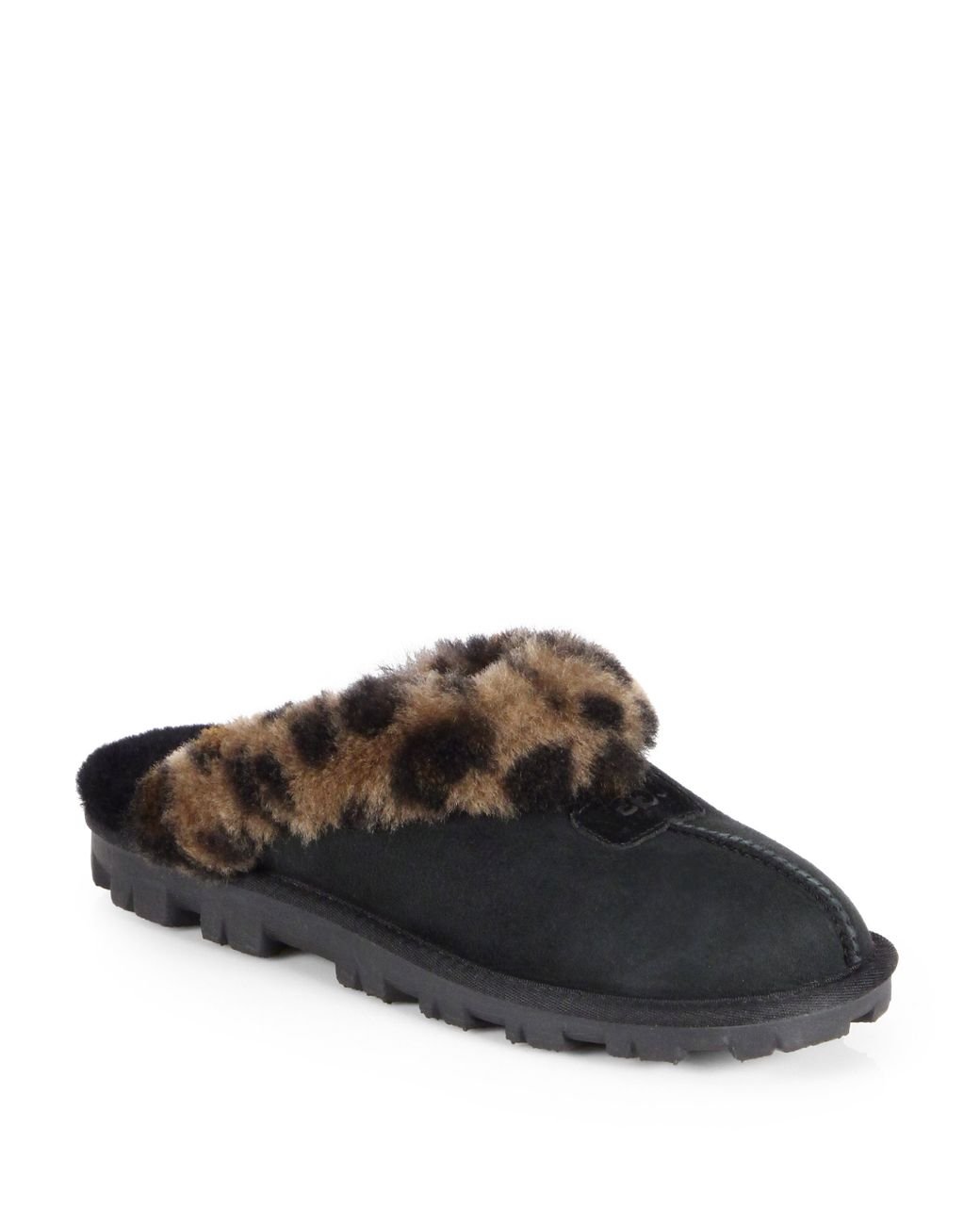 black leopard print ugg slippers