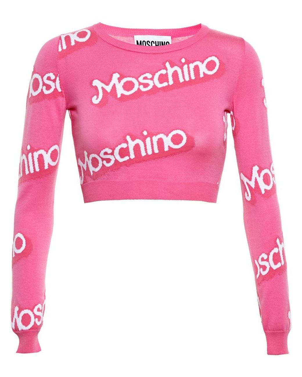 Moschino Logo Intarsia Cropped Sweater in Pink | Lyst