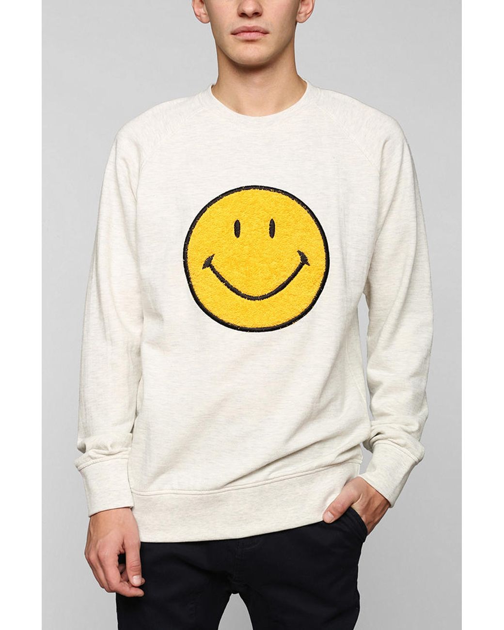 Urban Outfitters Smiley Face Pullover Sweatshirt in Ivory (Yellow) for Men  | Lyst