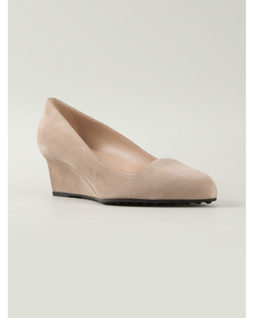 Tod's Low Wedge Pumps in Natural | Lyst UK