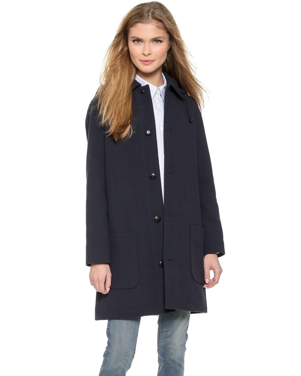 A.P.C. Manteau Ecole Coat - Dark Navy in Blue | Lyst