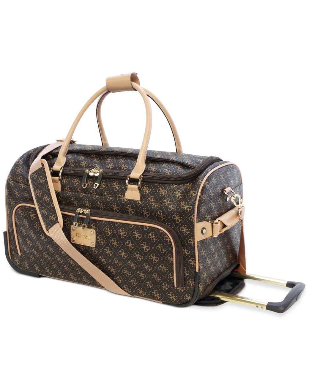 Guess Logo Affair Dlx Rolling Duffel in Brown for Men | Lyst