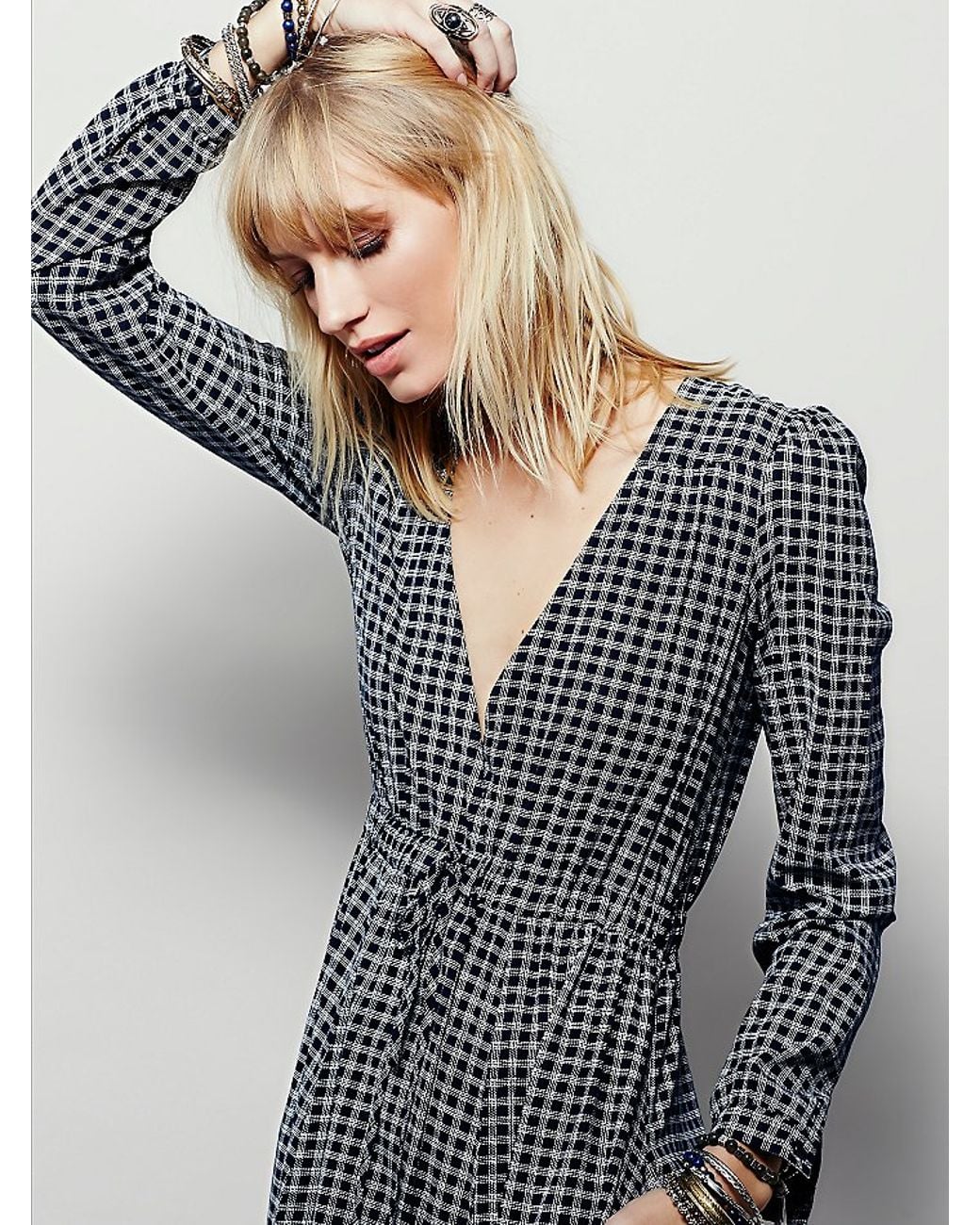 free-people-navy-checker-