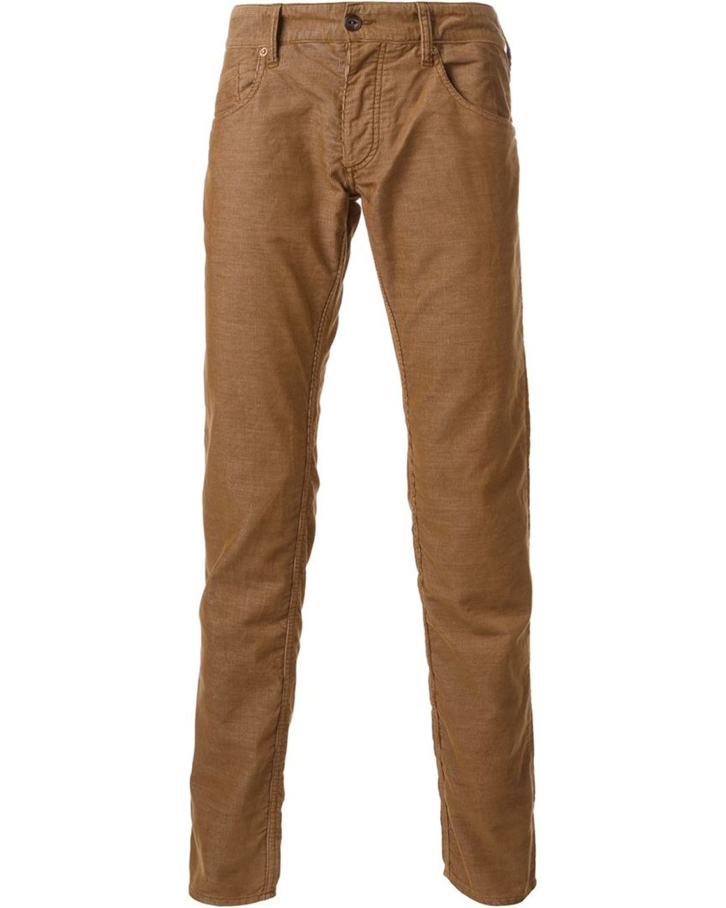 Armani Jeans Corduroy Slim Fit Trousers in Brown for Men | Lyst