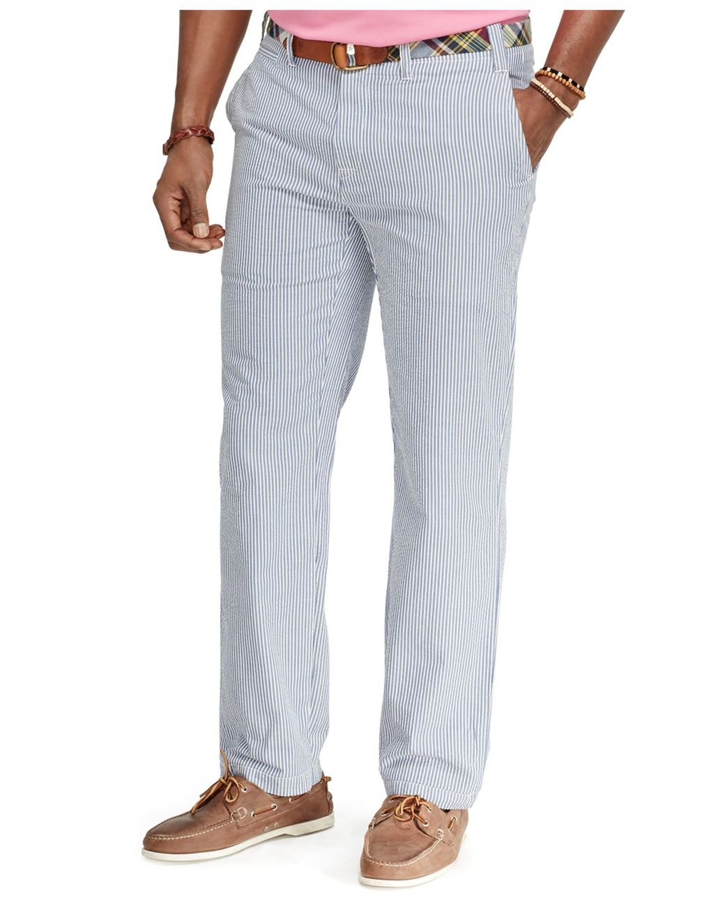 Polo Ralph Lauren Big And Tall Flat-Front Seersucker Pants in Blue
