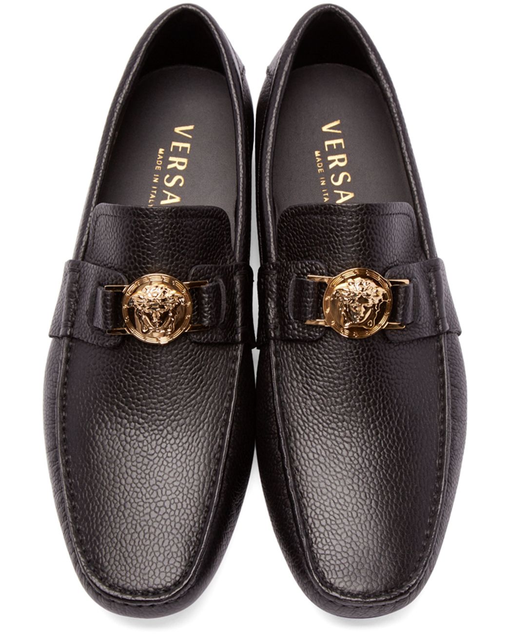 Versace Black Leather Medusa Loafers for Men | Lyst