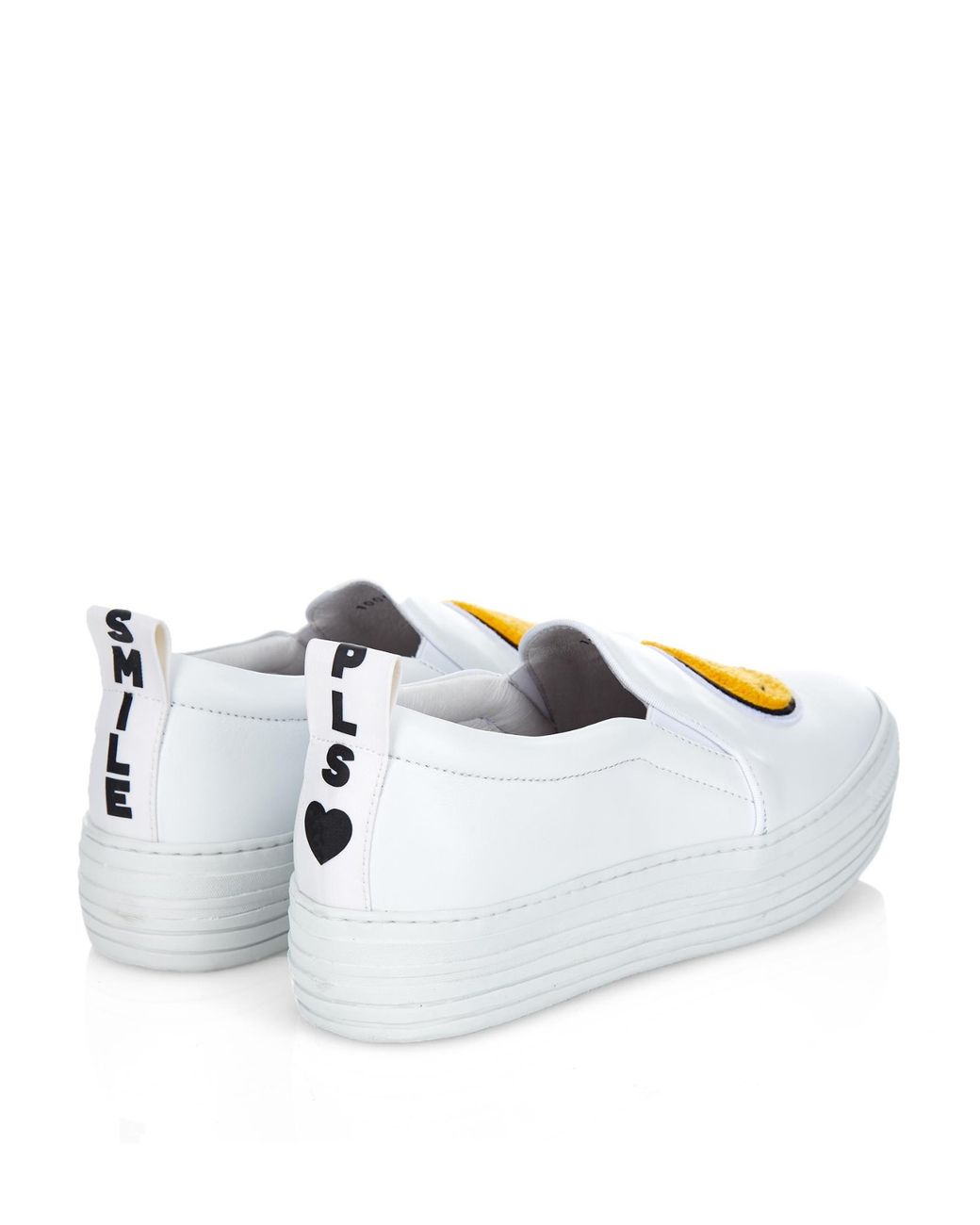 Joshua Sanders Smiley-Face Leather Platform Trainers in White | Lyst