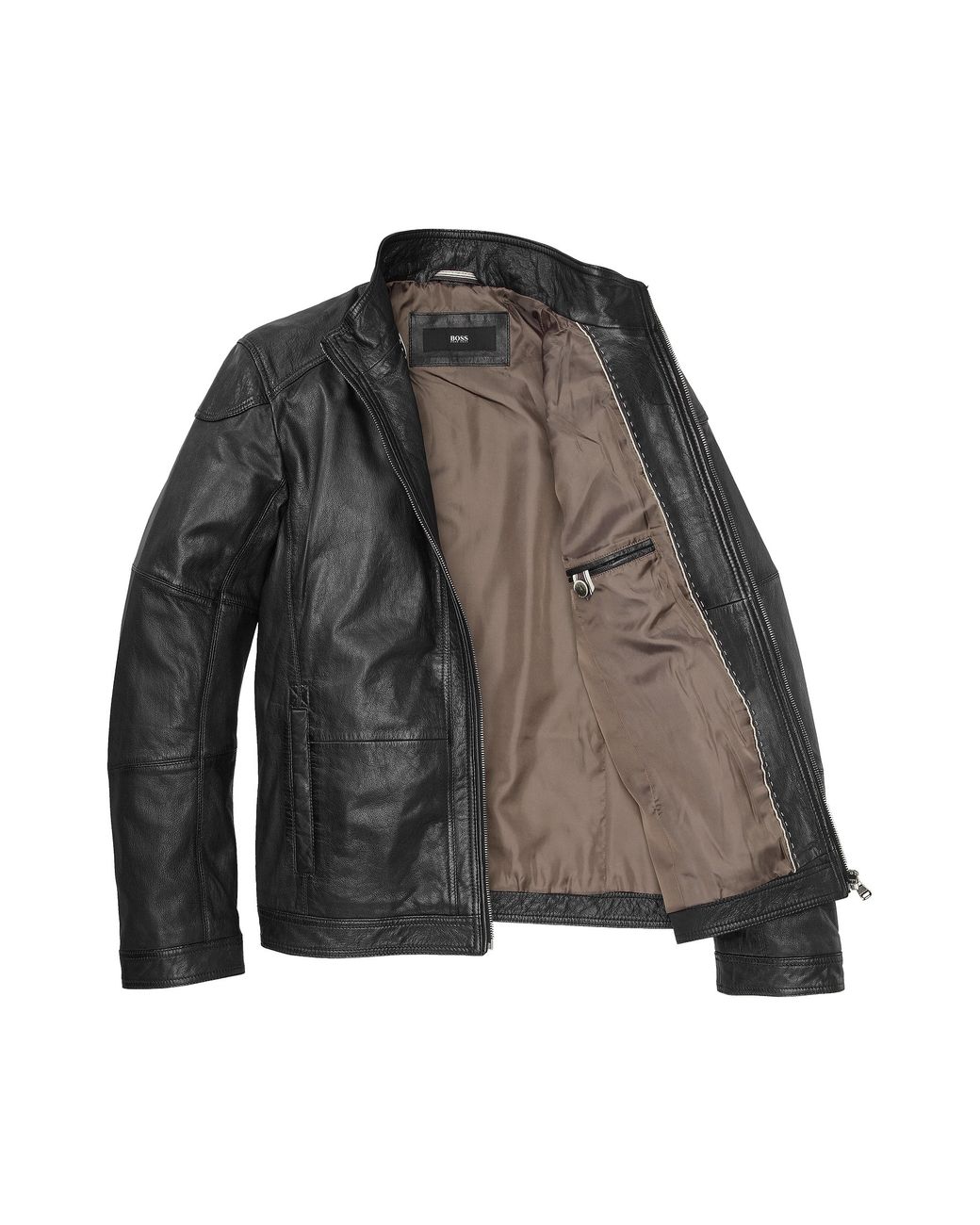 BOSS by HUGO BOSS Goatskin Leather Jacket Alekson in Black for Men | Lyst UK