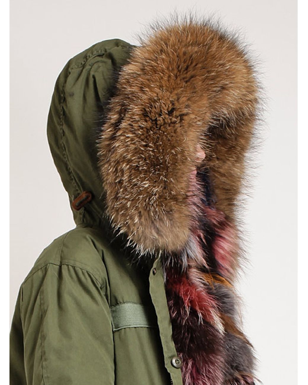 Mr Mrs Italy Multicoloured Fur Lined Parka in Green Lyst