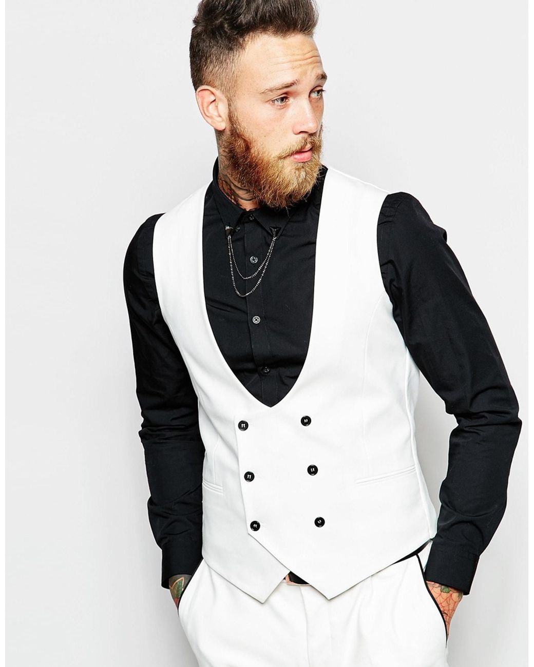 Noose And Monkey Tuxedo Waistcoat In Super Skinny Fit in White for Men ...