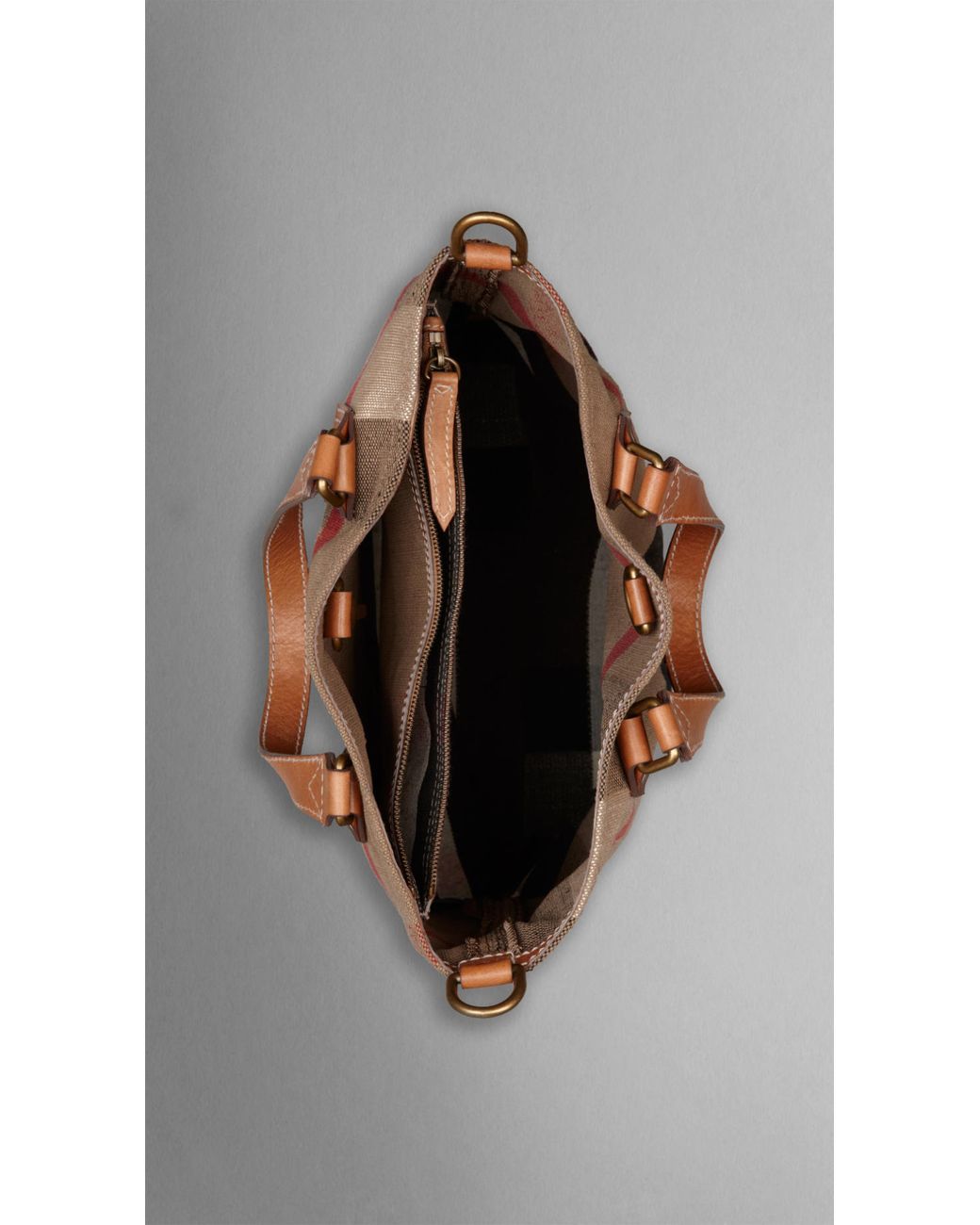 Burberry Medium Canvas Check Tote Bag in Brown Lyst