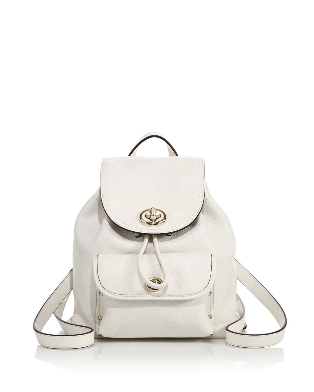 COACH Mini Leather Turnlock Backpack in White | Lyst