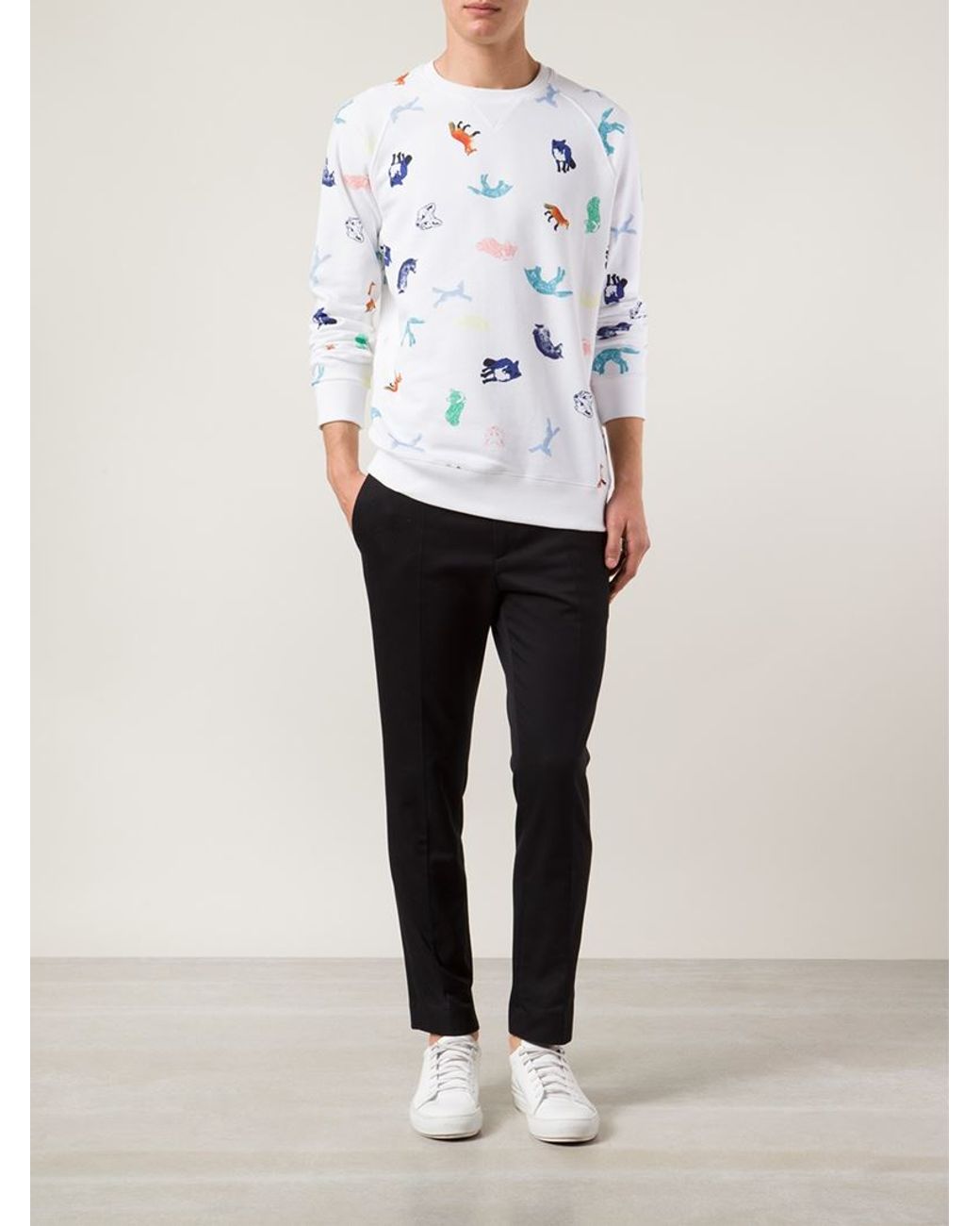 トップス Maison Kitsune SWEATSHIRT ALL-OVER Maison Kitsuné All Over Childish Sweatshirt in White for Men