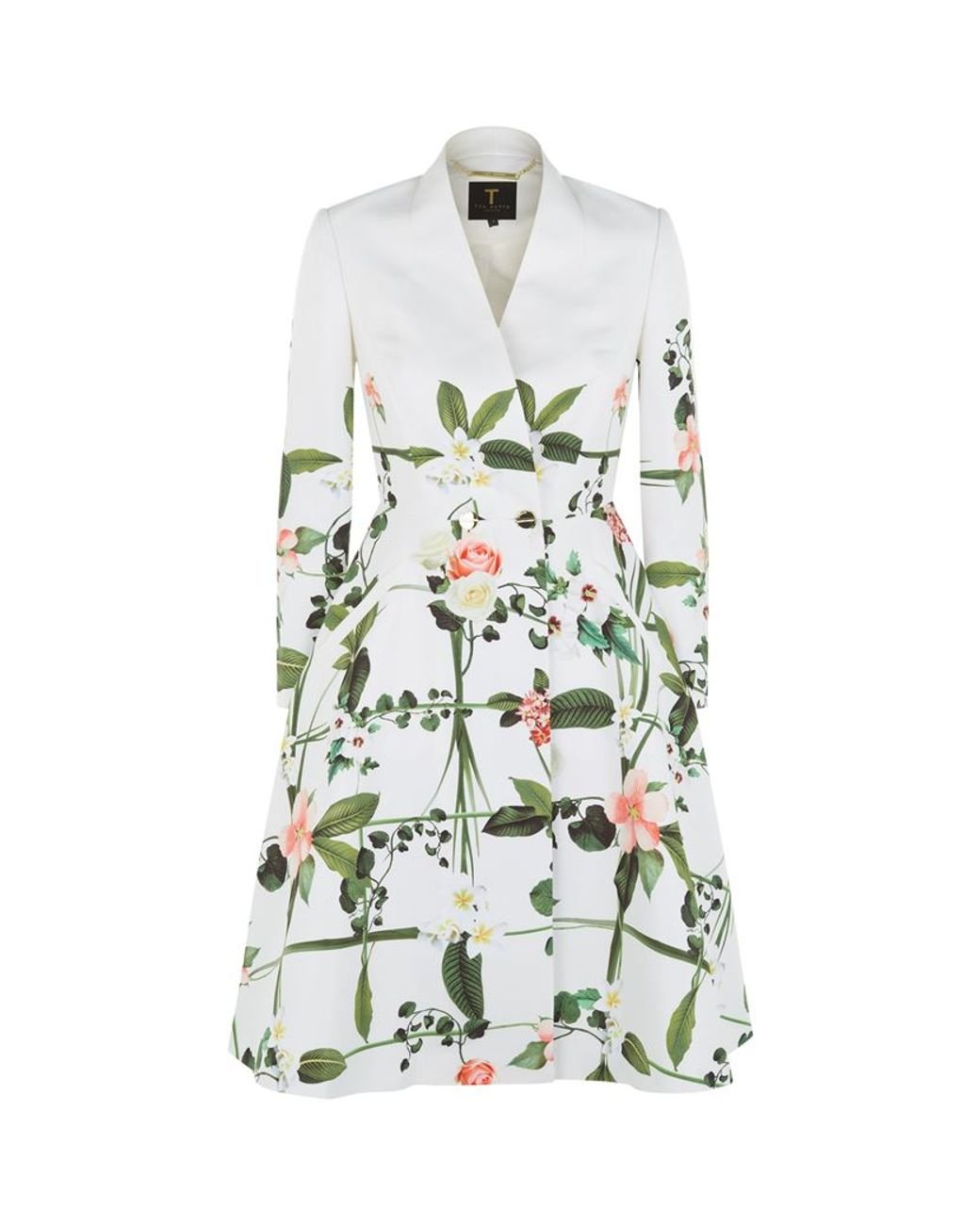 Ted Baker Giova Floral Coat in White | Lyst Canada