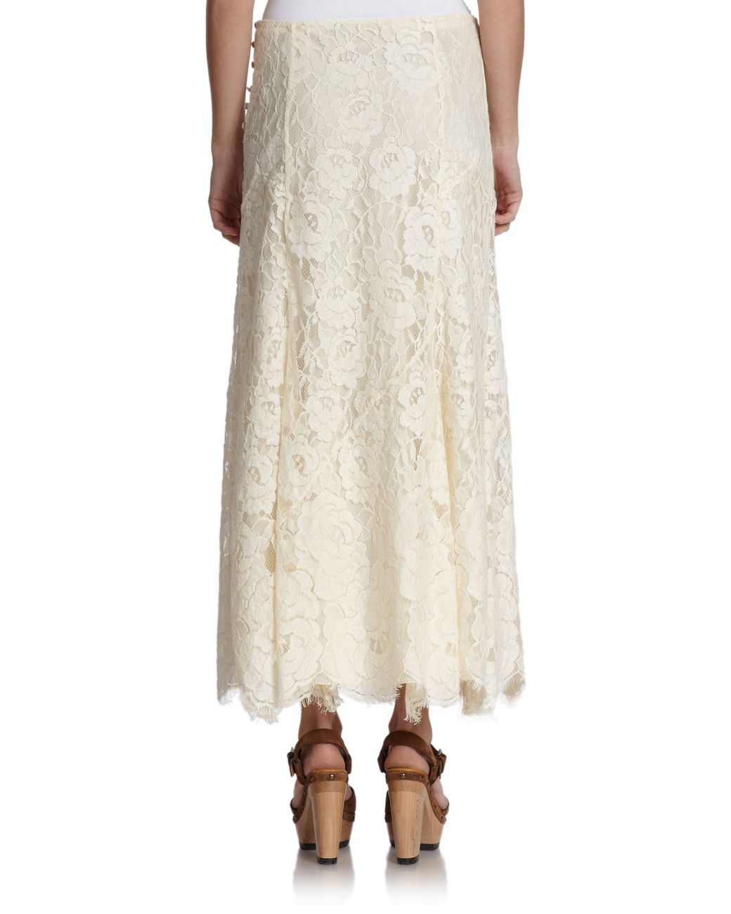 Polo Ralph Lauren Lace Maxi Skirt in Natural | Lyst