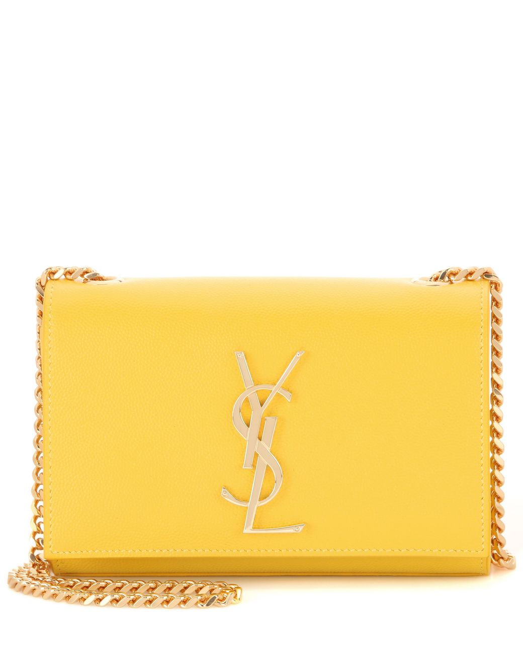 Saint Laurent Classic Monogram Leather Shoulder Bag in Yellow Lyst