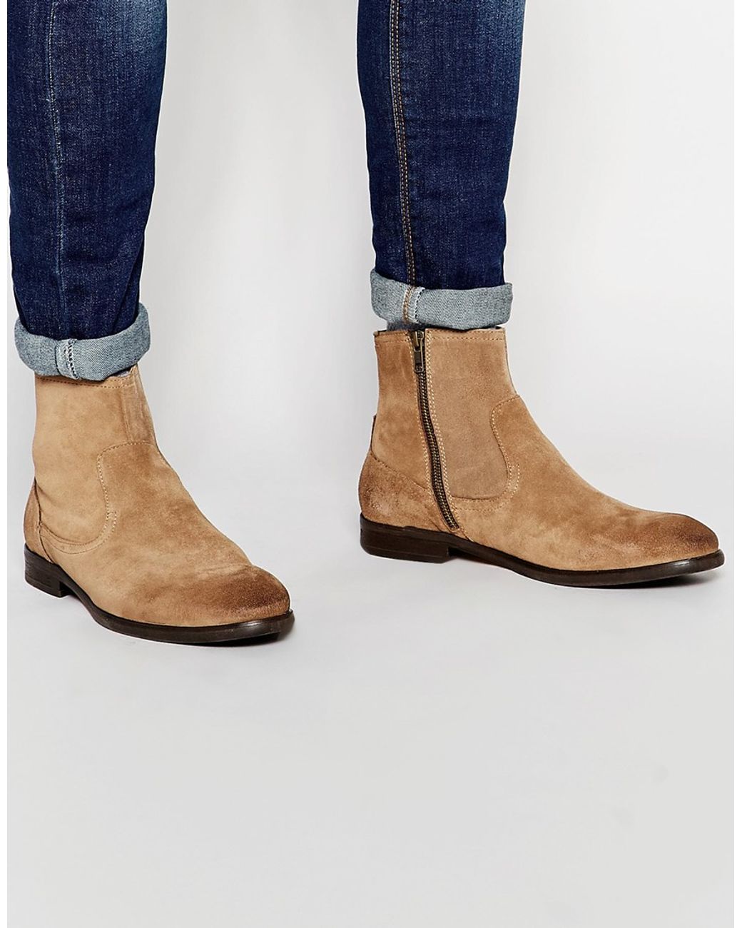 Mens suede zipper boots clearance