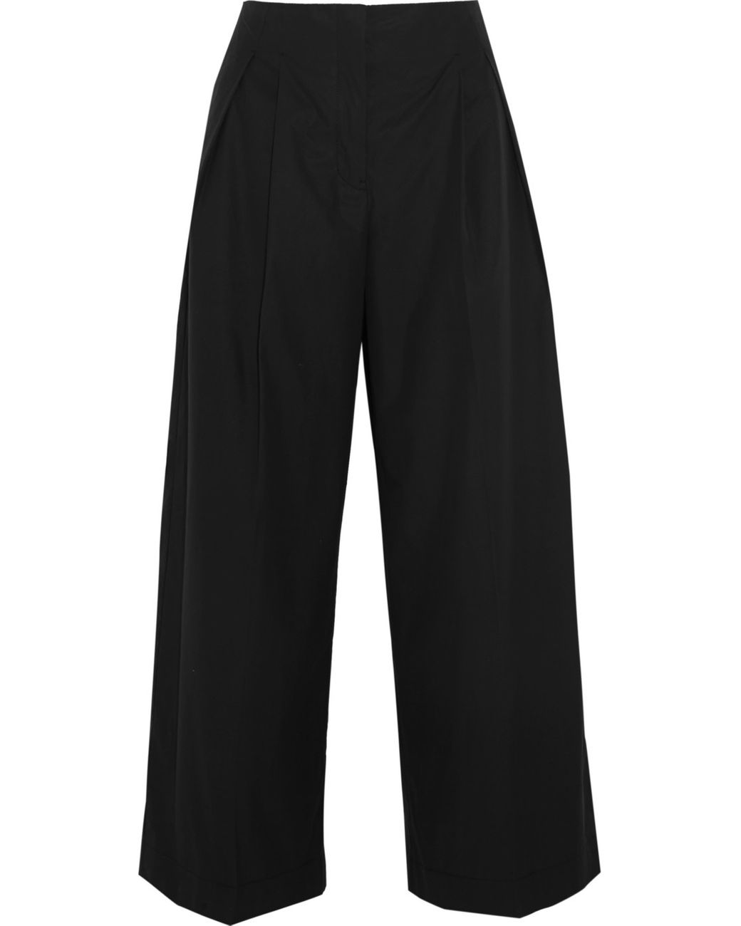 Jil Sander Cropped Cotton-Poplin Wide-Leg Pants in Black | Lyst