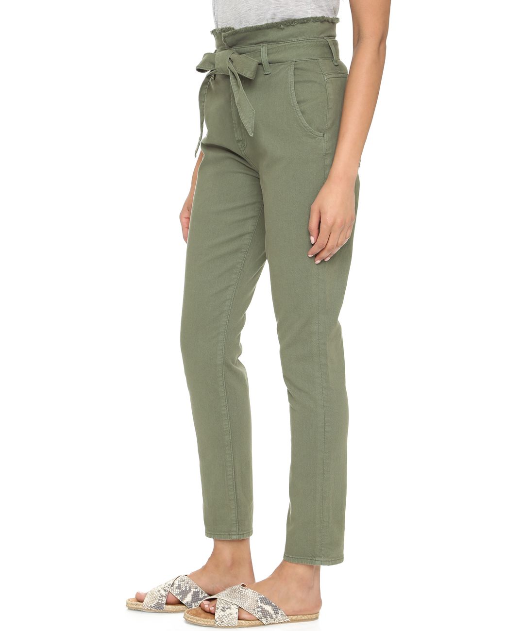 7 For All Mankind Paper Bag Waist Jeans - Fatigue in Green | Lyst