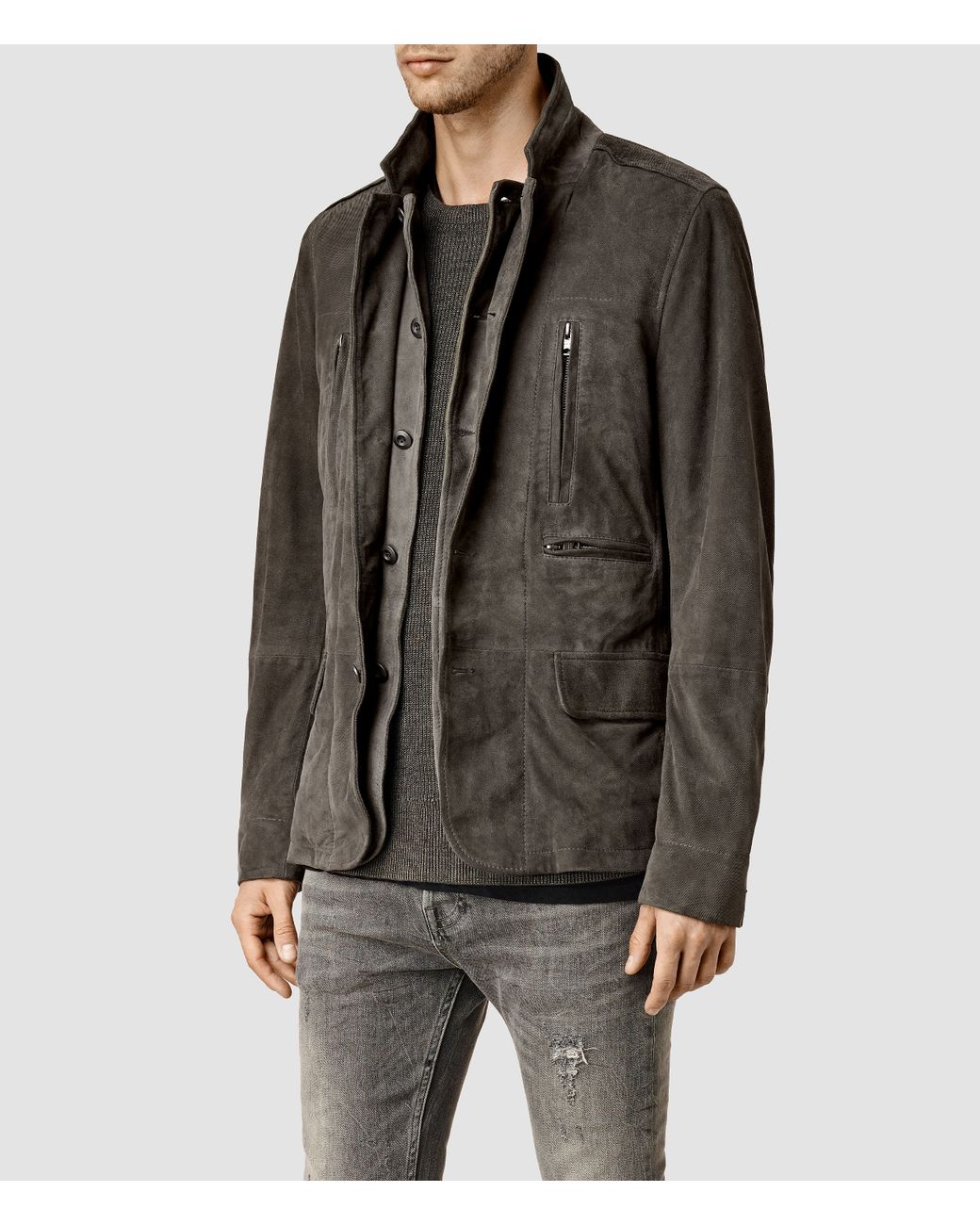 AllSaints Amherst Leather Blazer in 