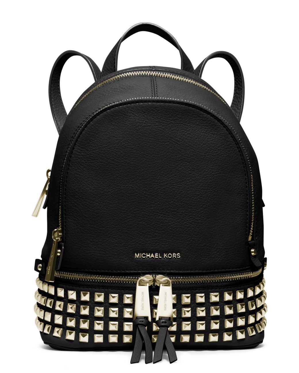 MICHAEL KORS Rhea Zip Backpack Black Color  Black backpack, Black leather  backpack, Michael kors rhea backpack