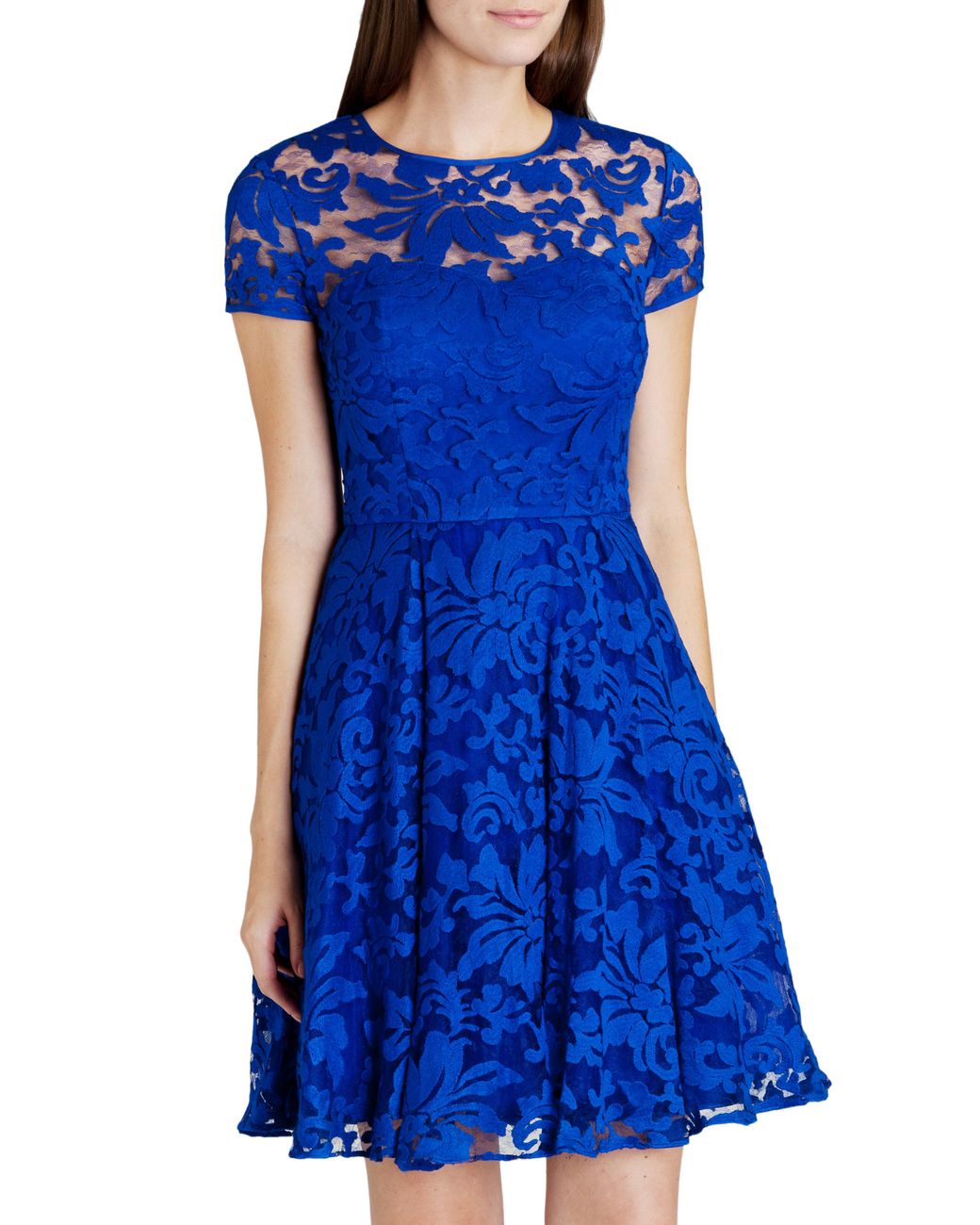 Ted Baker Caree Sheer Floral Overlay Dress in Blue | Lyst UK