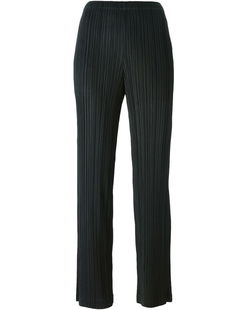 Pleats Please Issey Miyake Pleated Straight Pants in Black