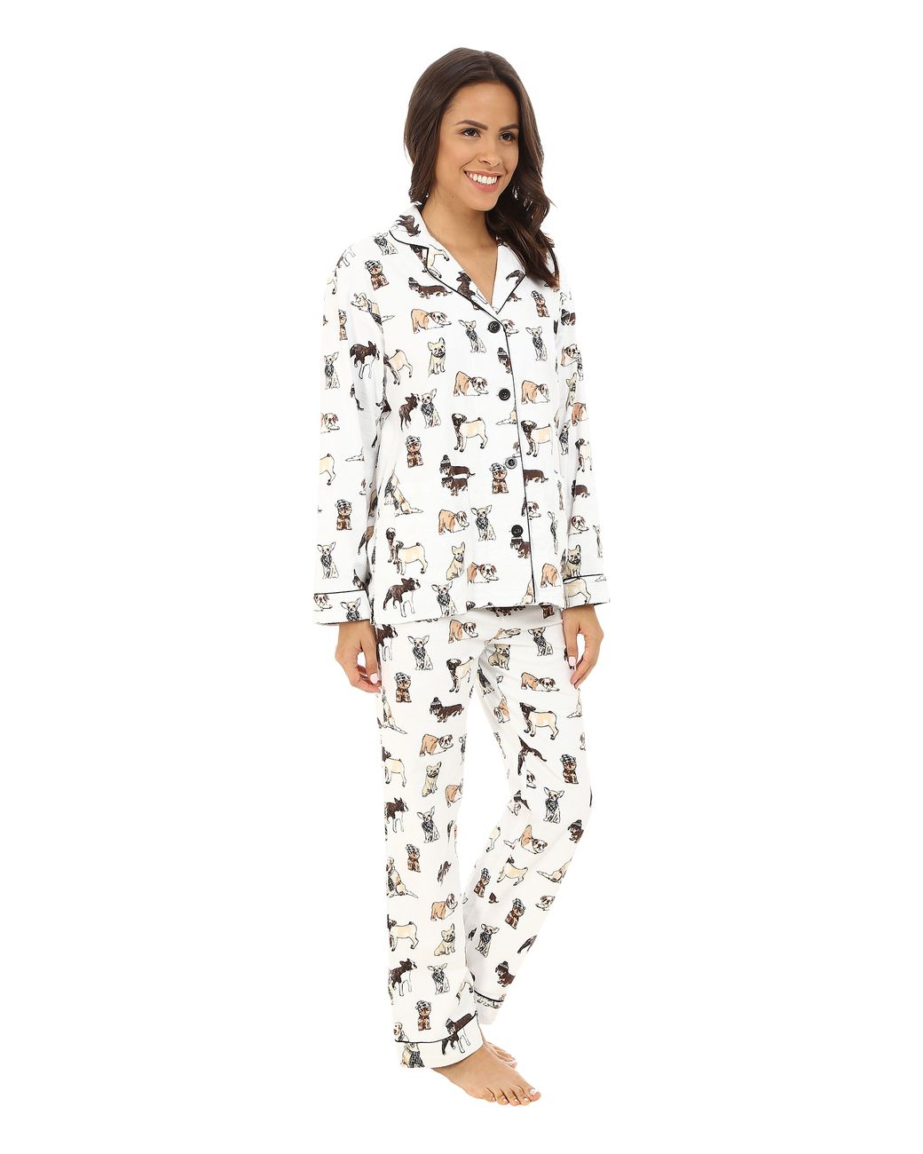 Pj Salvage Fall Into Flannel Dog Print Pajama Set in White Lyst