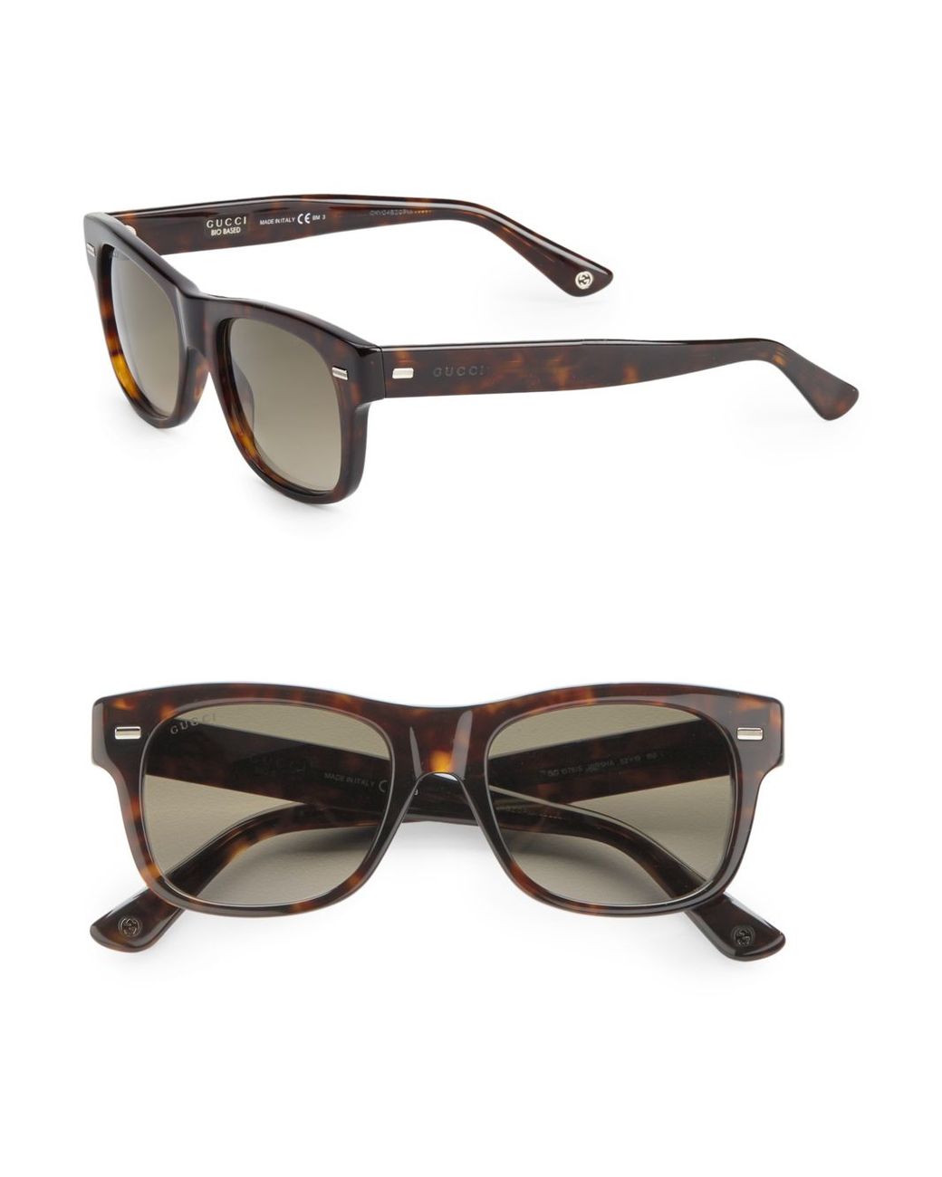 Gucci 52mm Tortoise Shell Wayfarer Sunglasses in Brown | Lyst